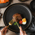 Premium Ceramic Steak Plates — Gold Restaurant Collection